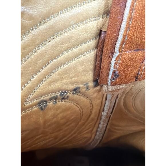 Tony Lama Brown Leather Western Cowboy Boots Stitching Size 10.5 Made In USA main image 6